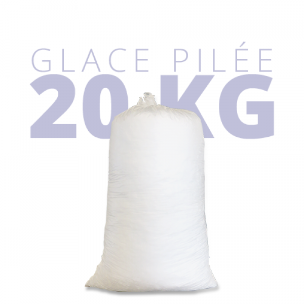 Glace pil&eacute;e en sac de 20 kg 